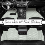 Twin-Diamond Snow White Black Stitching Luxury Car Mats Set
