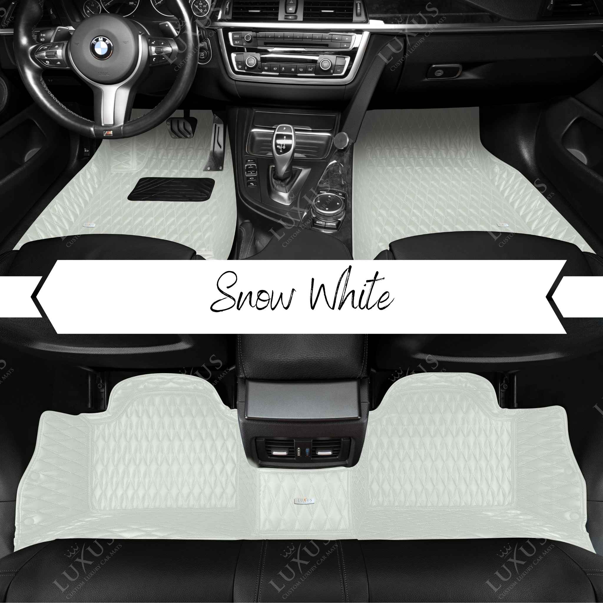 Twin-Diamond Snow White Luxury Car Mats Set
