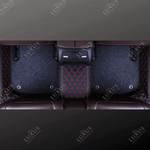 Black & Red Stitching Base & Grey Top Carpet Double Layer Luxury Car Mats Set