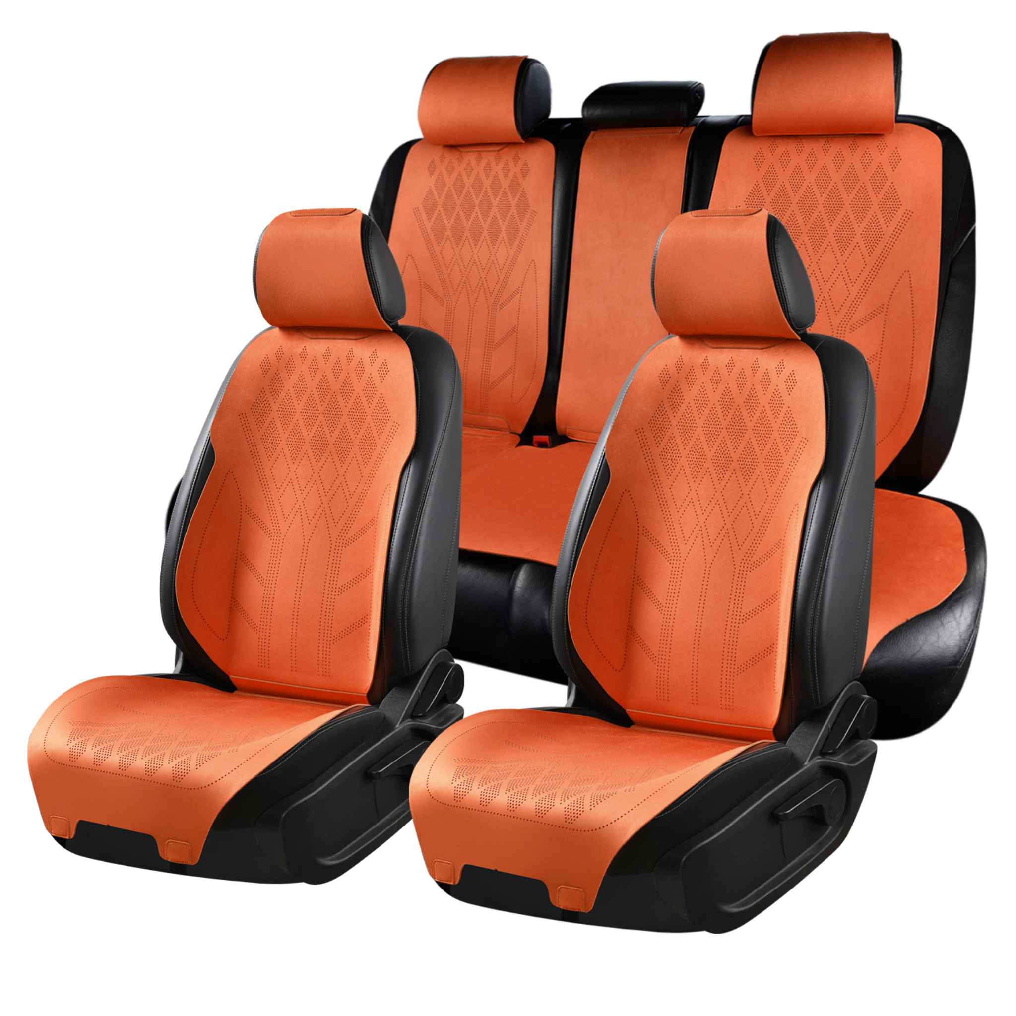 Luxus VeilFit™ OEM-Style Diamond Suede Car Seat Covers | Lava Orange