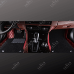 Cherry Red Base & Black Top Carpet Double Layer Luxury Car Mats Set