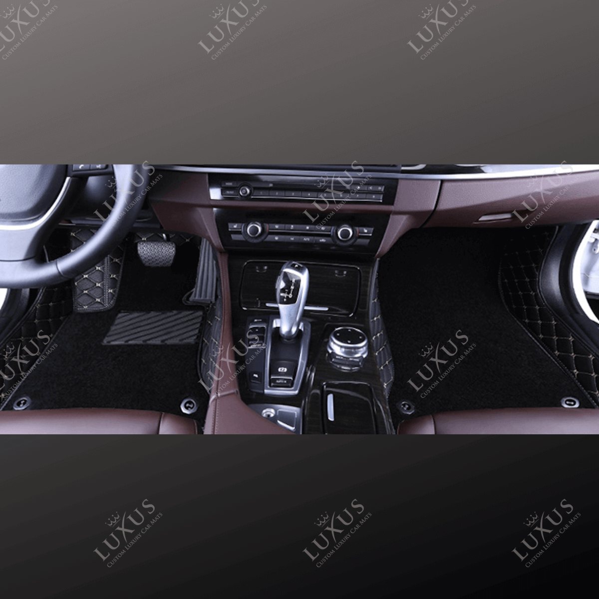 Luxus Car Mats™ - svart og blå søm Luksus bilmattesett