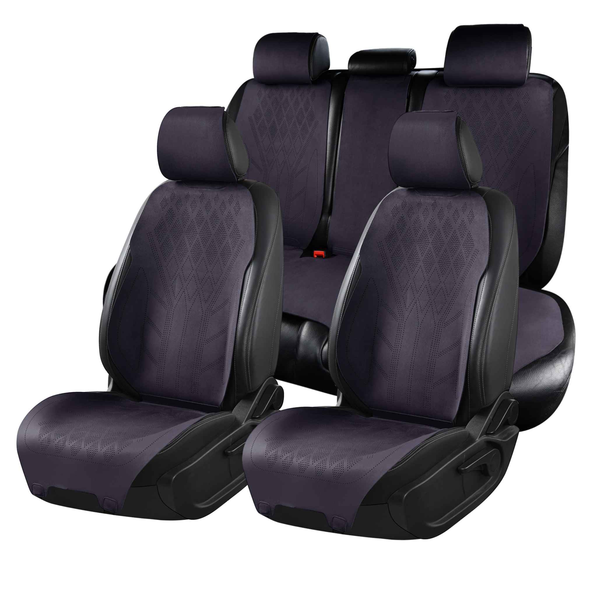 Luxus VeilFit™ OEM-Style Suede Diamond Car Seat Covers | Onyx Black