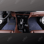 Black & Blue Stitching Base & Grey Top Carpet Double Layer Luxury Car Mats Set