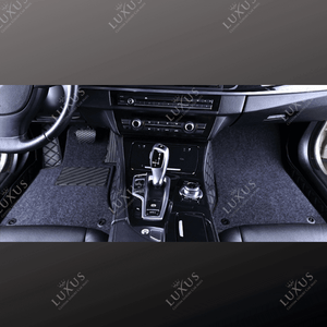 Black & Black Stitching Base & Grey Top Carpet Double Layer Luxury Car Mats Set