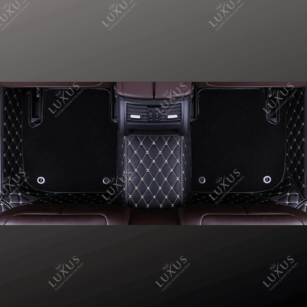 Black & Beige Stitching Base & Black Top Carpet Double Layer Luxury Car Mats Set