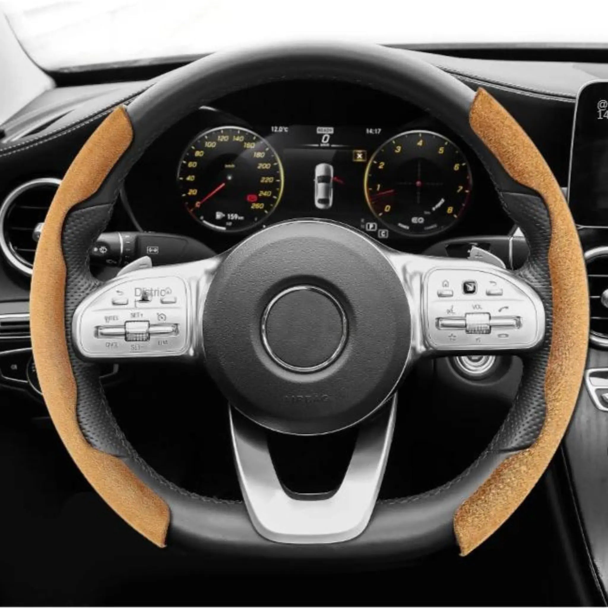 MEWANT Suede Leather Steering Wheel Cover – Black, For Infiniti FX35 FX45, Nissan 350Z