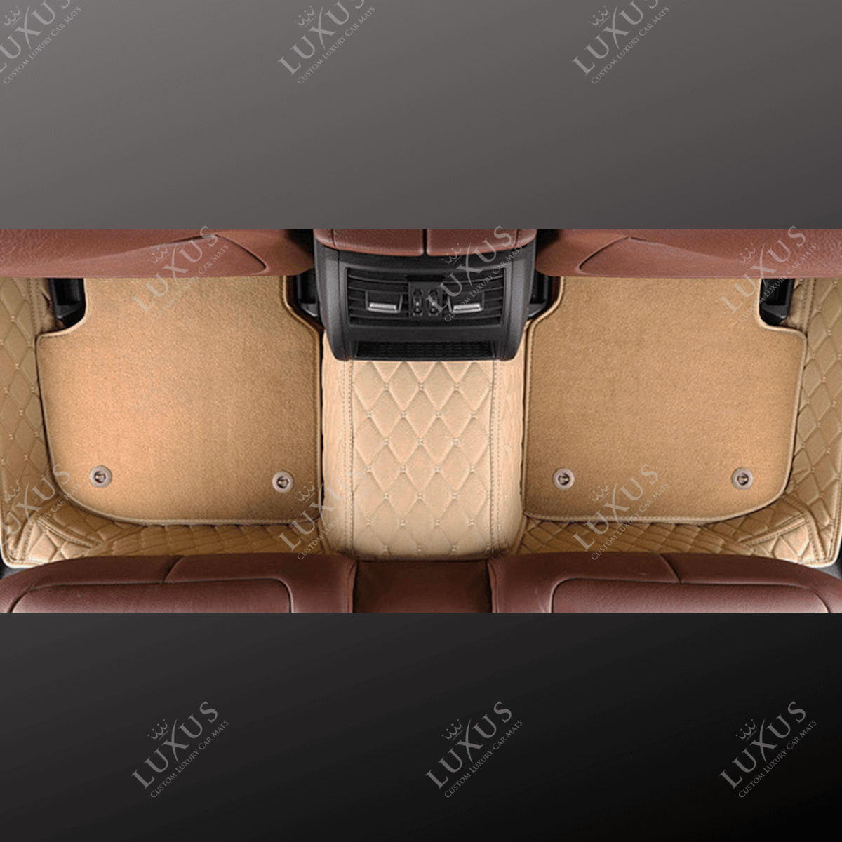 Cream Beige Base & Beige Top Carpet Double Layer Luxury Car Mats Set