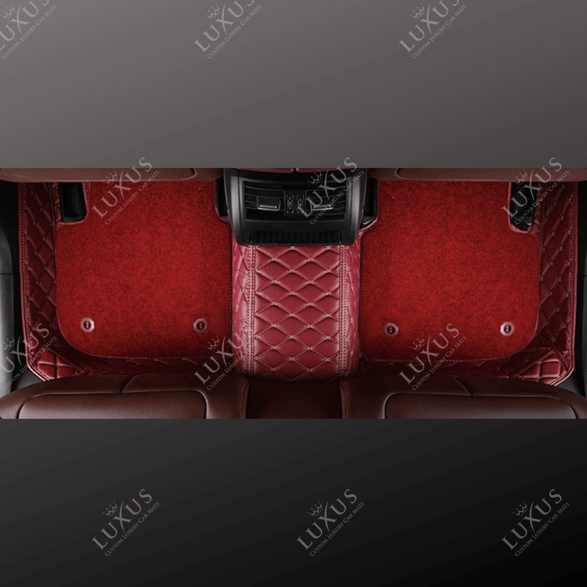 Cherry Red Diamond Base & Red Top Carpet Double Layer Luxury Car Mats Set