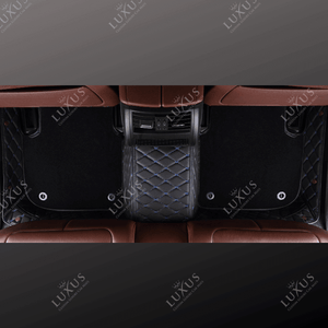 Black & Blue Stitching Base & Black Top Carpet Double Layer Luxury Car Mats Set