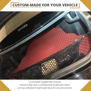 Luxus Car Mats™ - Tapete para maletero/maletero de cuero de lujo con costuras negras y azules