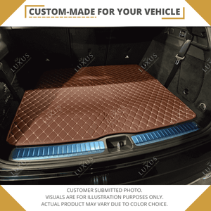 Luxus Car Mats™ - Zwarte en blauwe stiksels Luxe lederen koffer-/koffermat