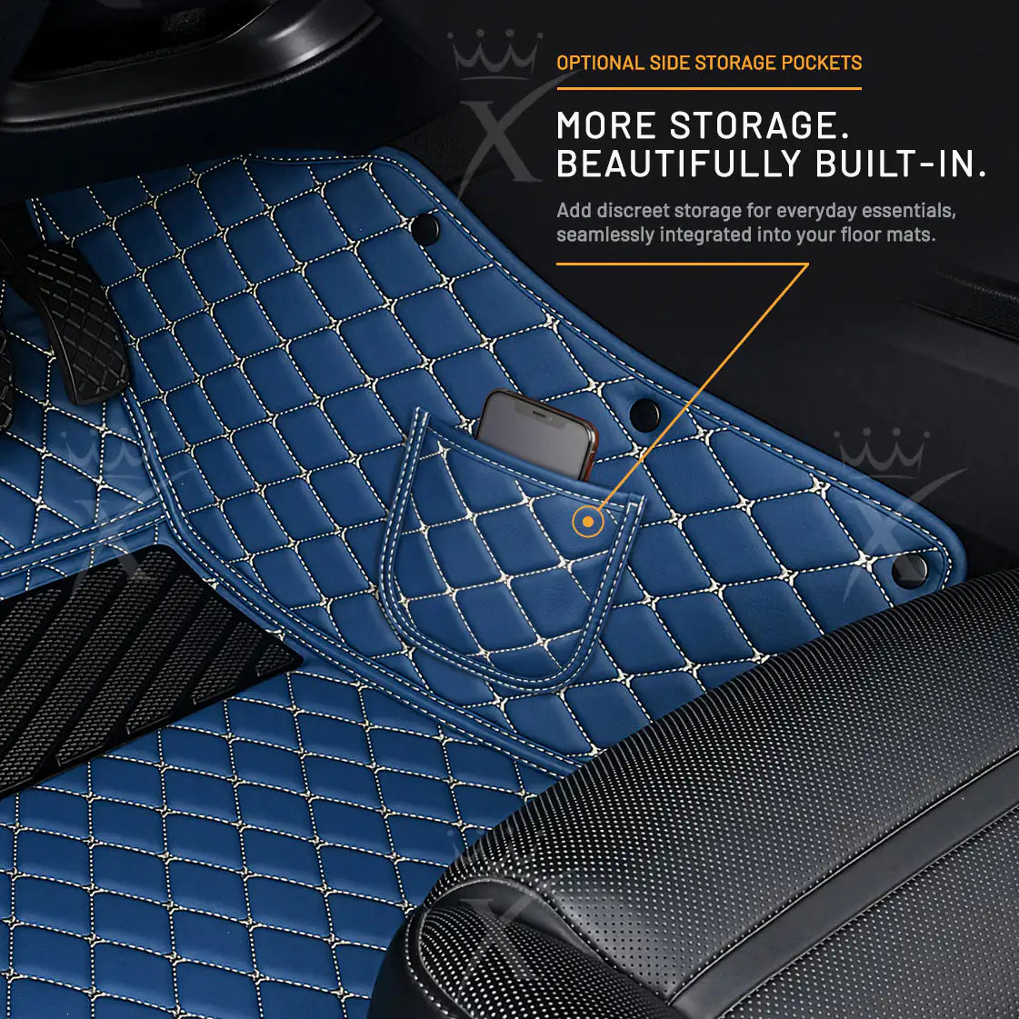 Luxus Car Mats™ - Luxe automattenset met zwarte en blauwe stiksels