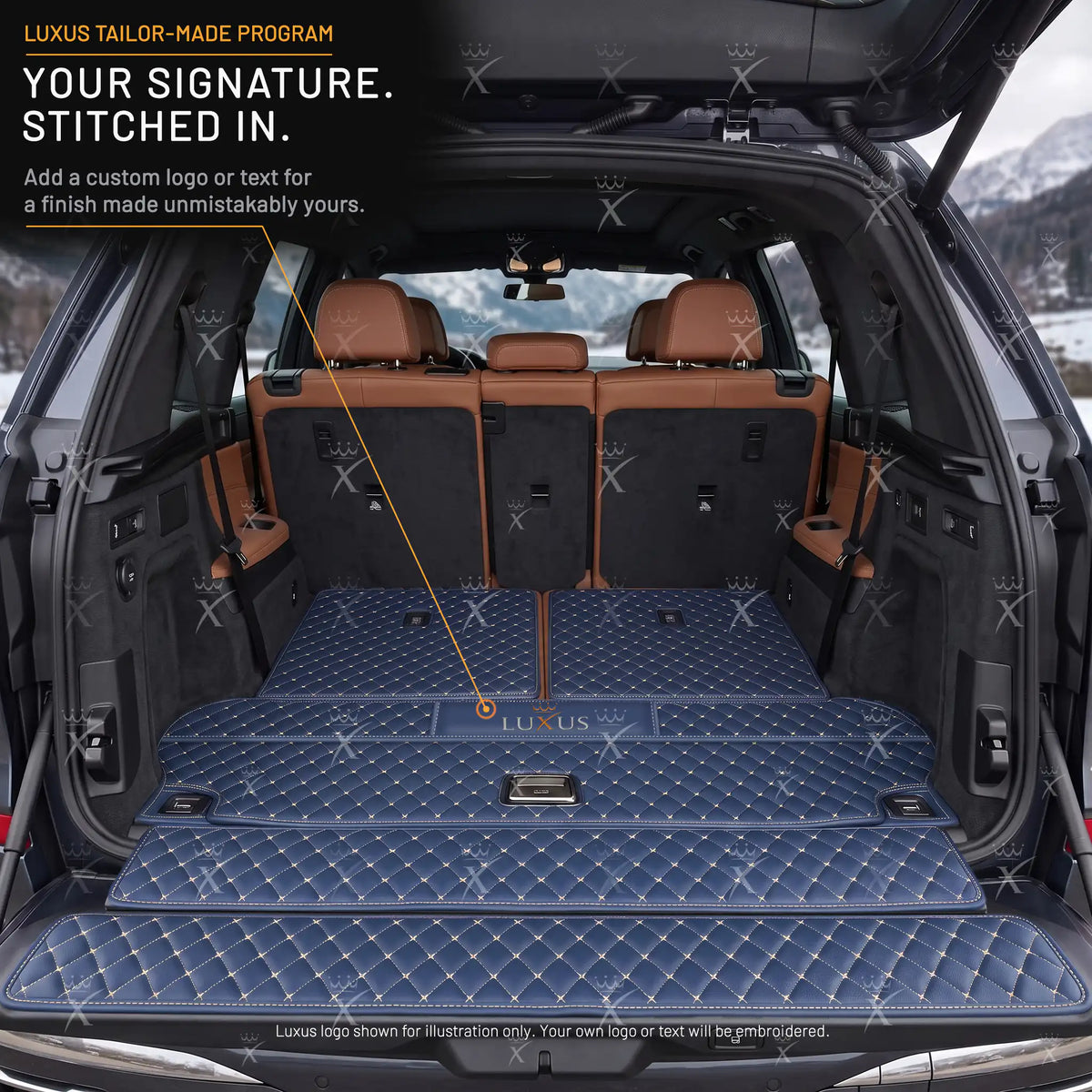 Luxus Car Mats™ – Luxus-Leder-Kofferraum-/Kofferraummatte in Vintage-Blau
