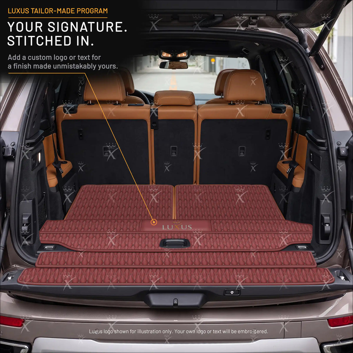Luxus Twin-Diamond BaseFit Series Trunk Mat | Wine Red