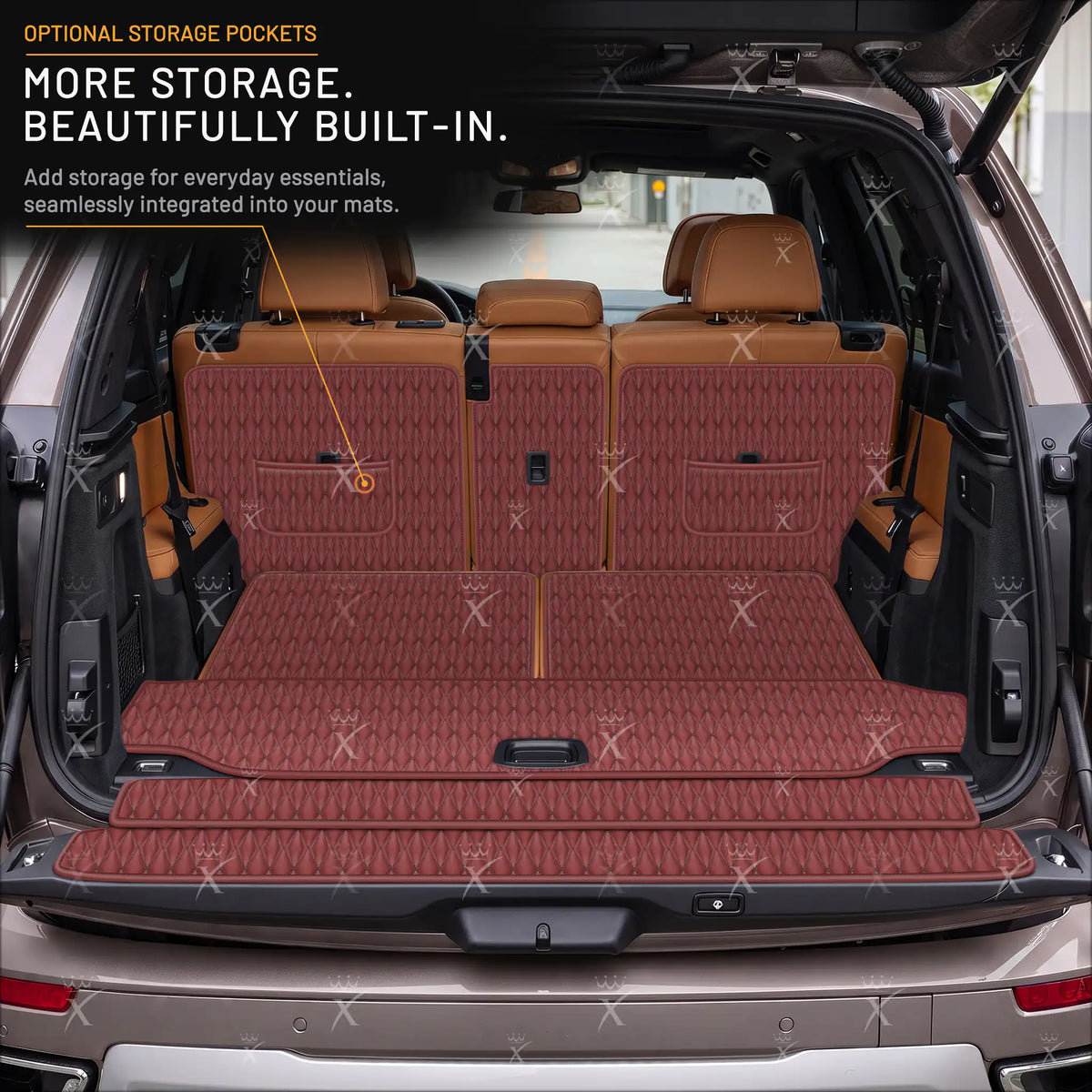 Luxus Car Mats™ - Zwarte en zwarte stiksels 3D luxe lederen koffer-/koffermat