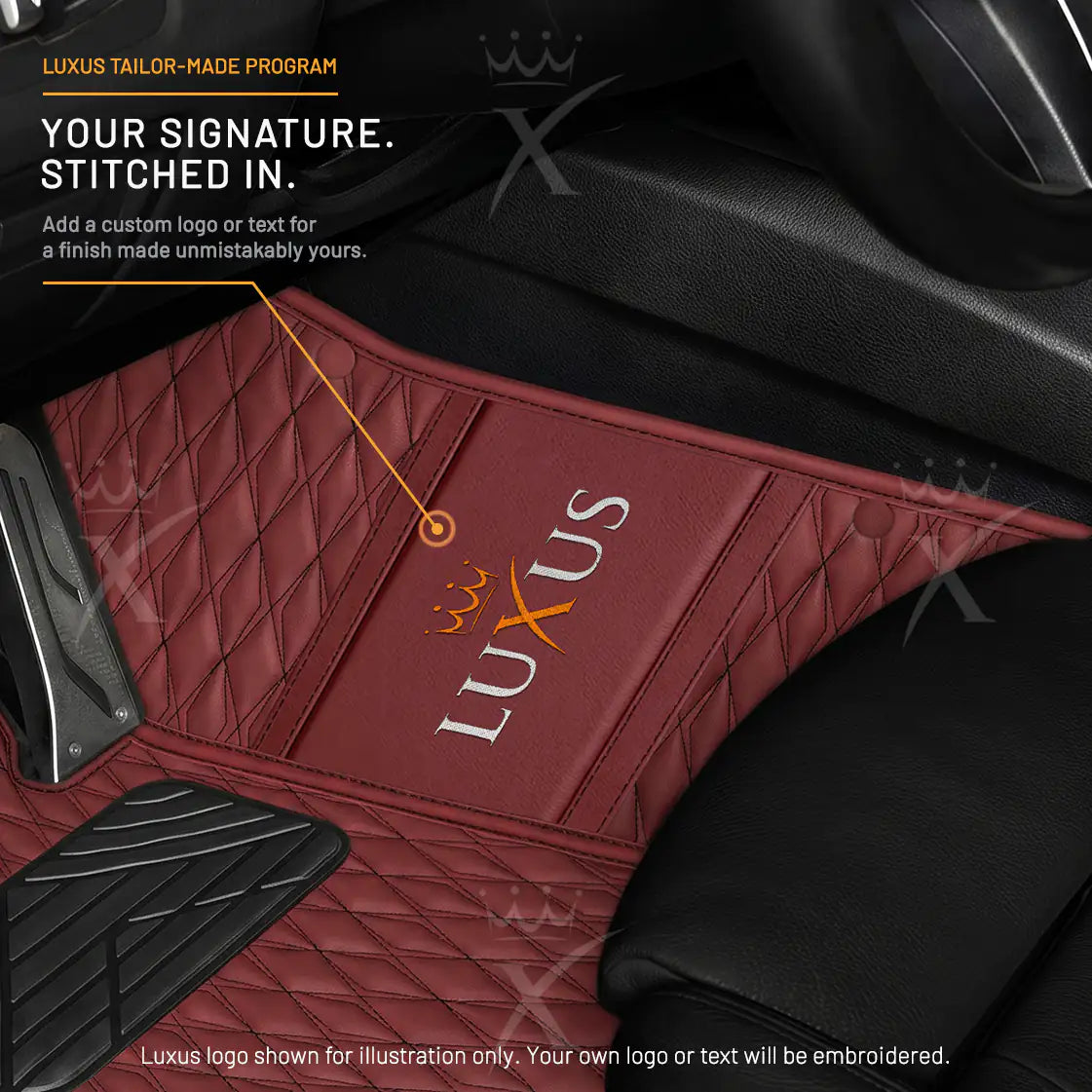 Luxus Twin-Diamond Double Layer Series Floor Mats | Wine Red & Aqua Frost Top Carpet