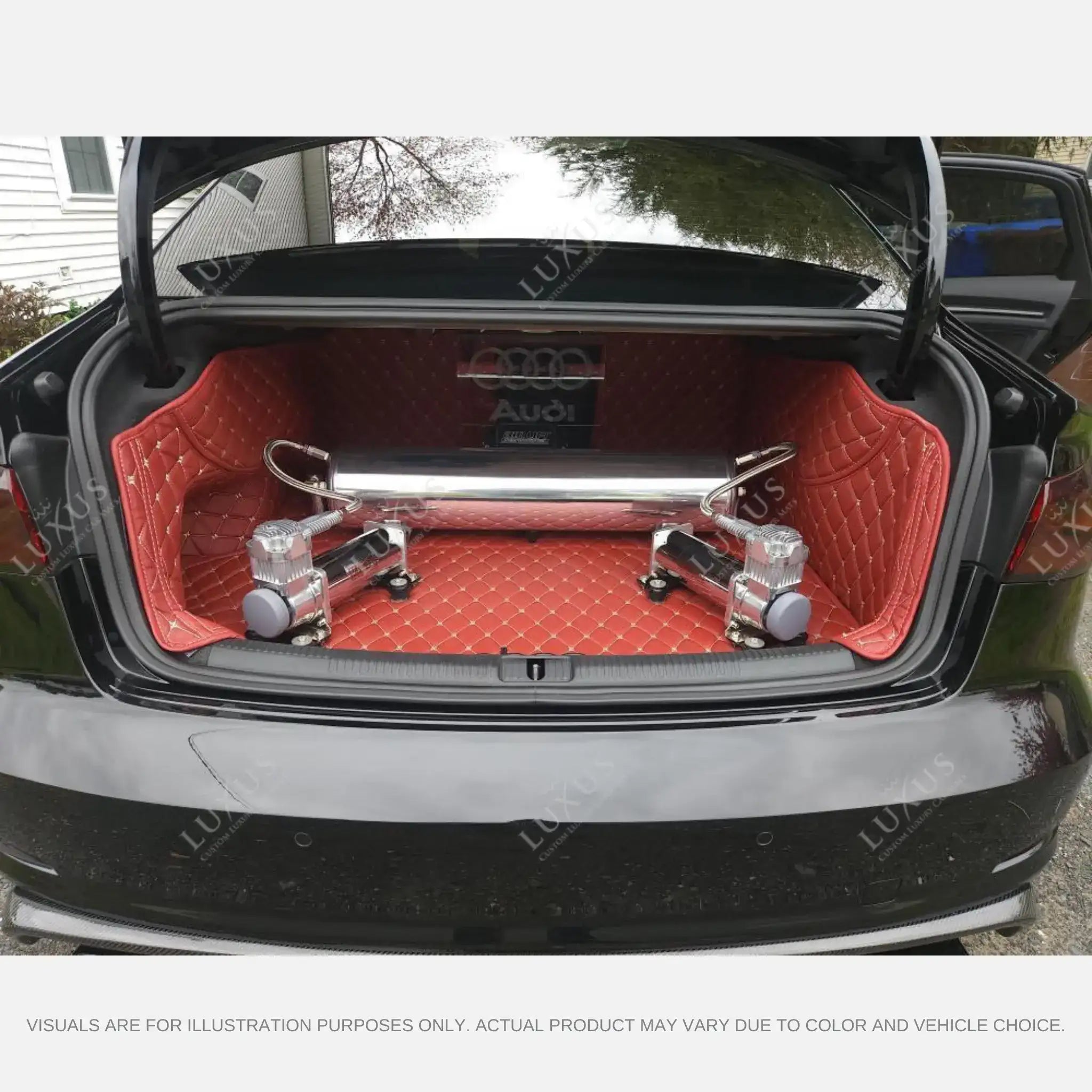 Luxus Car Mats™ – Ferrari Red 3D Luxus-Leder-Kofferraum-/Kofferraummatte