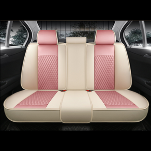 Beige & Pink Universal Diamond Stitching Luxury Seat Covers