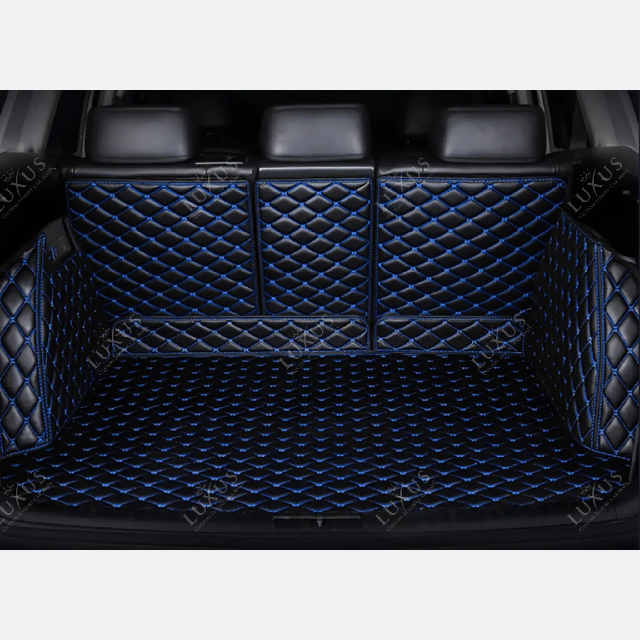 Luxus Car Mats™ - Zwart en blauw stiksel 3D luxe lederen koffer-/koffermat