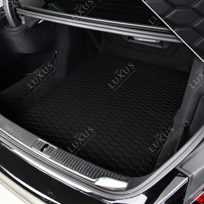 Luxus Honeycomb Base Series Trunk Mat | Black & Black Stitching