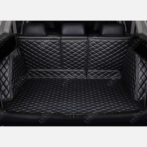 Tappetini per auto Luxus™ - Tappetino per bagagliaio/stivale in pelle di lusso 3D con cuciture nere e nere