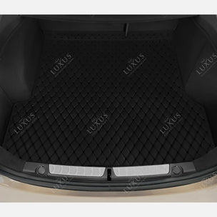Luxus Car Mats™ - Zwarte en zwarte stiksels Luxe leren koffer-/koffermat