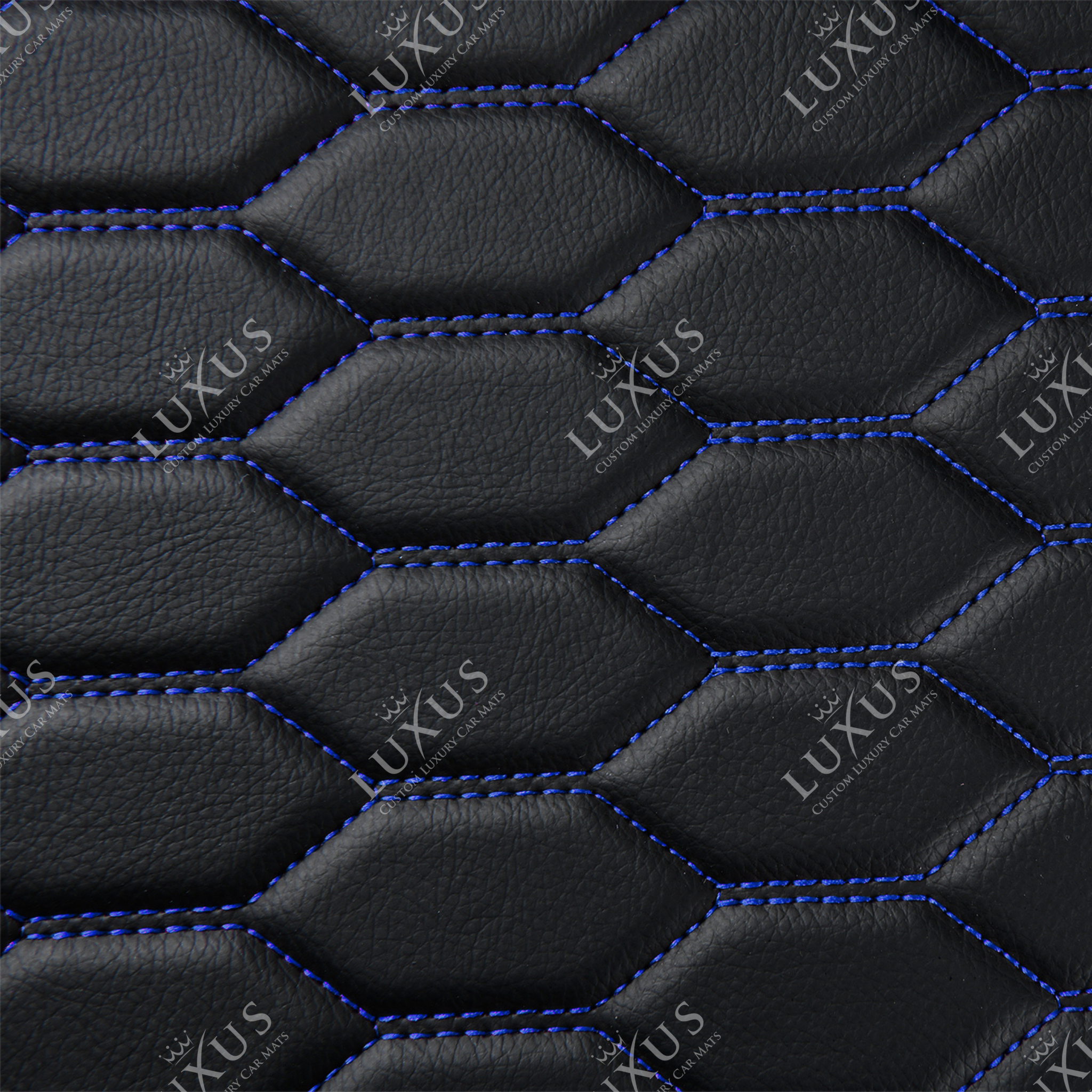 NEW Black & Blue Stitching Honeycomb Luxury Car Mats Set