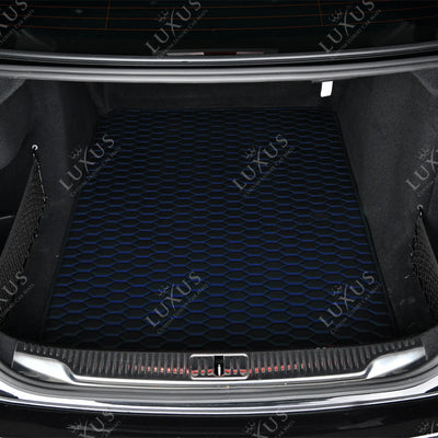 Luxus Honeycomb Base Series Trunk Mat | Black & Blue Stitching