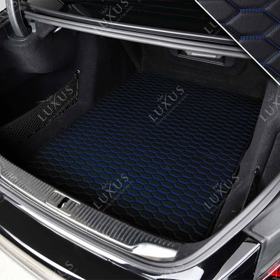 Luxus Honeycomb Base Series Trunk Mat | Black & Blue Stitching