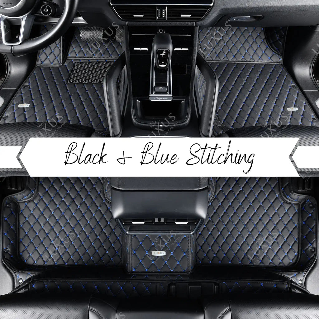 Luxus Car Mats™ – 3D-Luxus-Leder-Kofferraum-/Kofferraummatte in Schwarz und  Schwarz mit Nähten