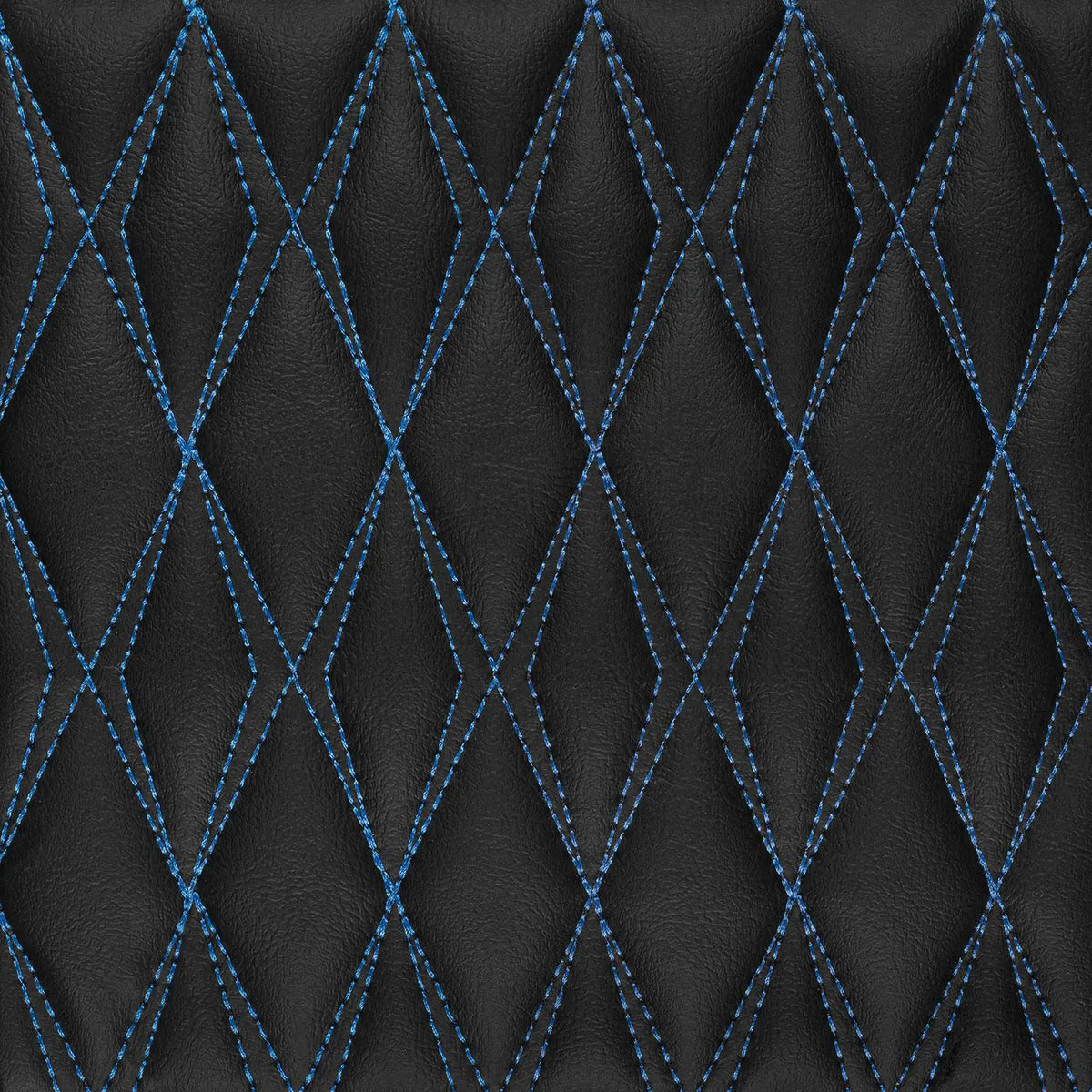 Luxus Twin-Diamond Double Layer Series Floor Mats | Black & Blue Stitching & Obsidian Black Top Carpet