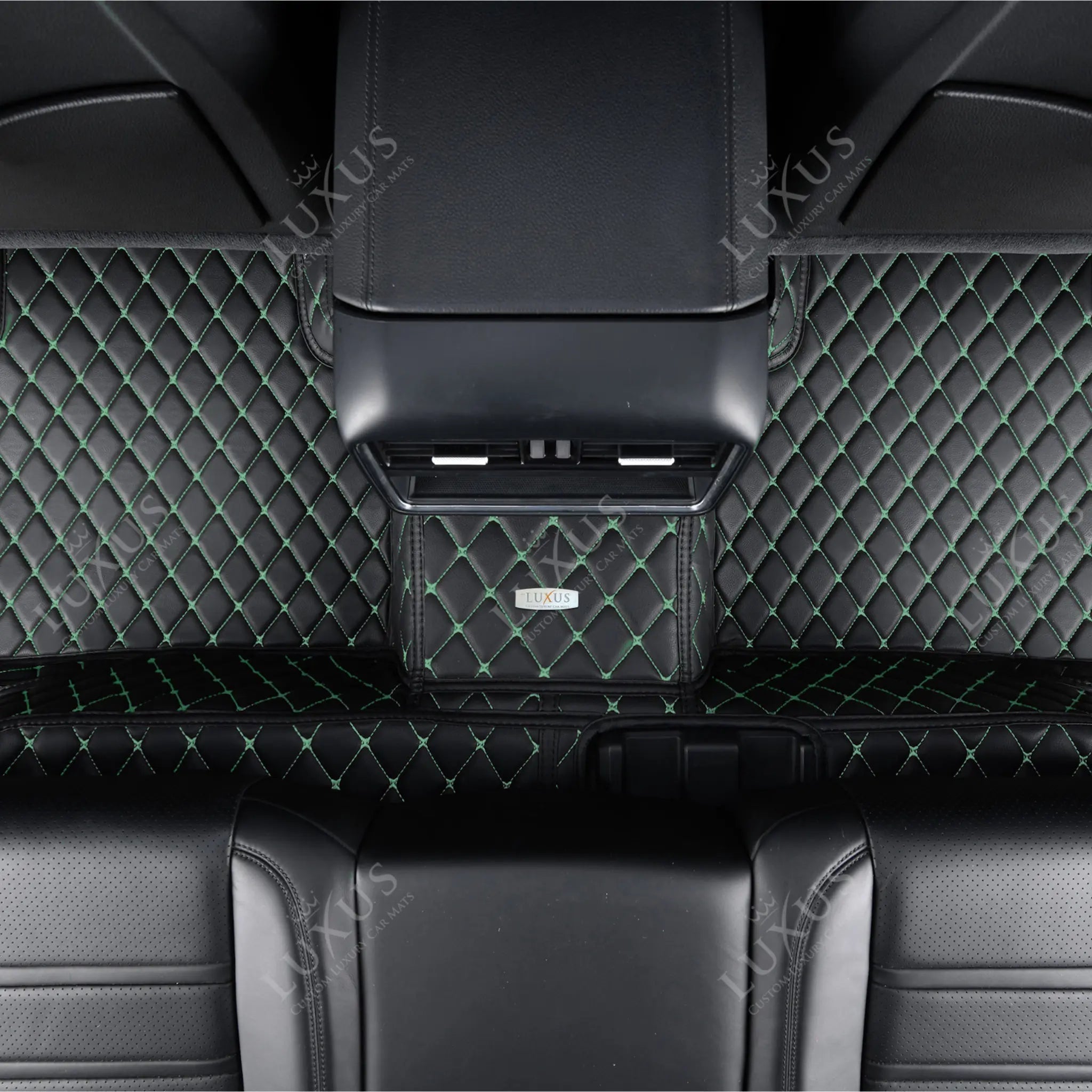Black & Green Stitching Diamond Luxury Car Mats Set