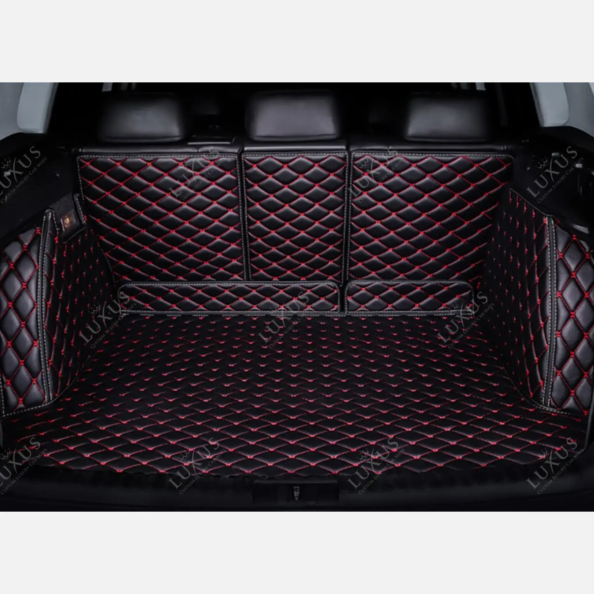 Luxus Car Mats™ - Svart og rød søm 3D luksuslærstøvel/bagasjematte