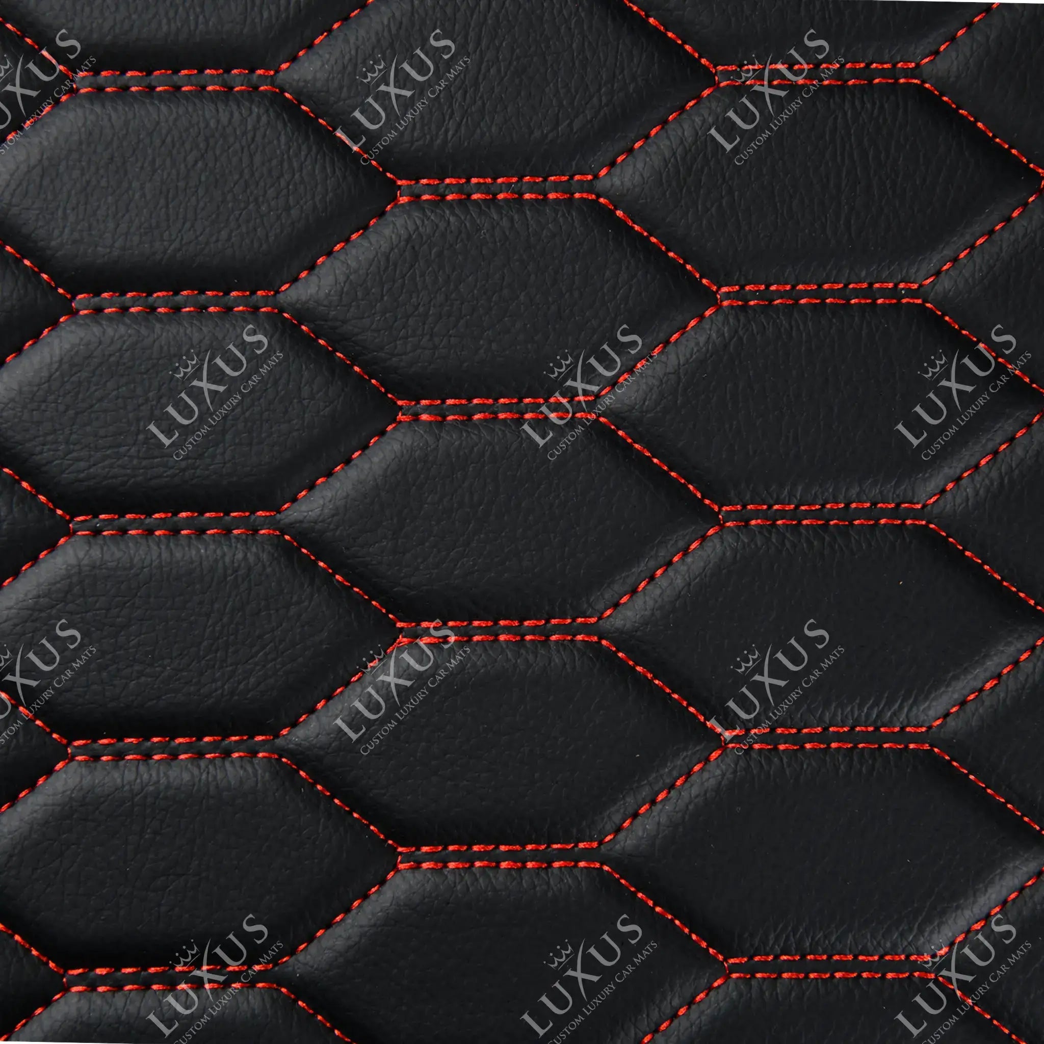 NEW Black & Red Stitching Honeycomb Luxury Car Mats Set