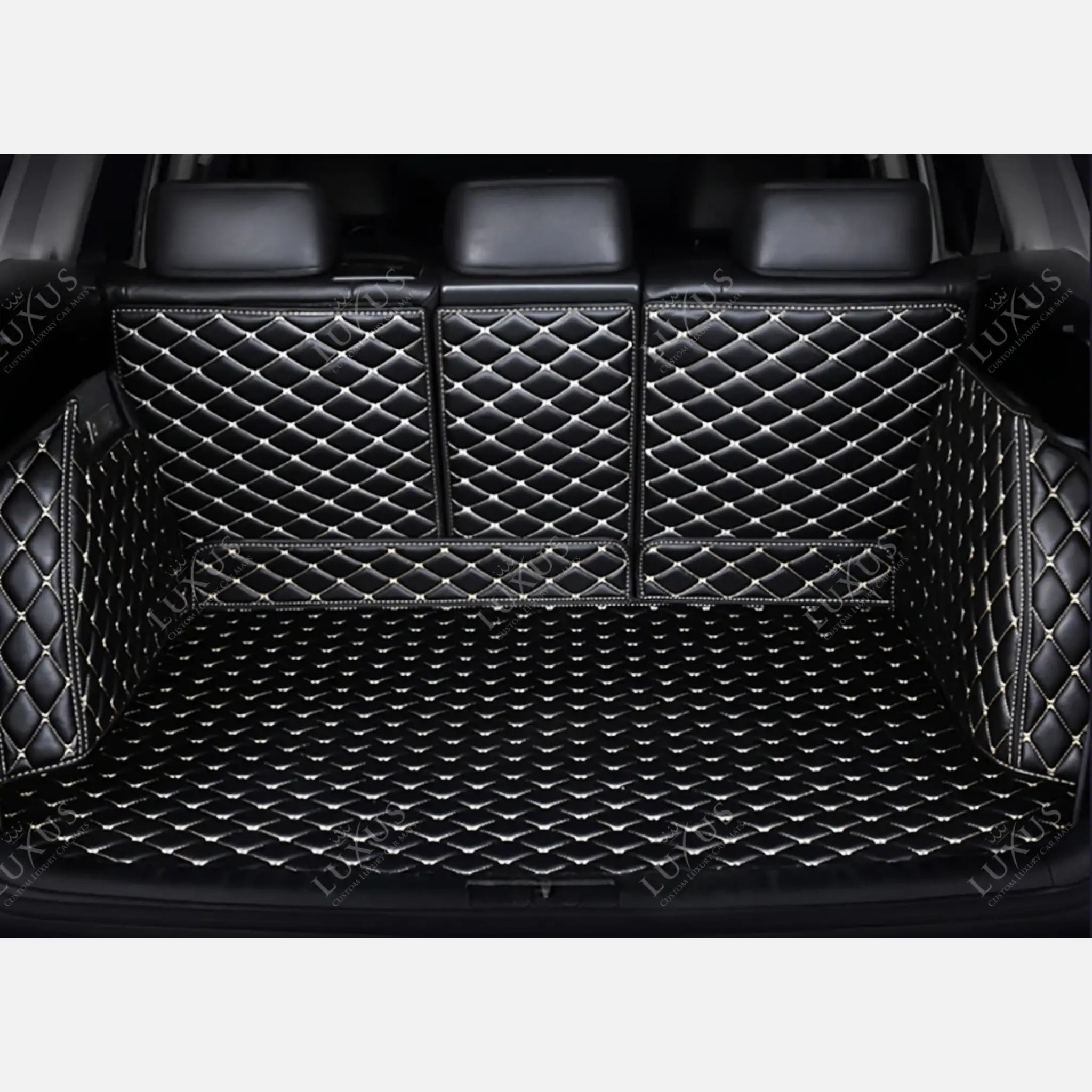 Luxus Car Mats™ - Zwart-wit gestikte 3D luxe lederen koffer-/koffermat