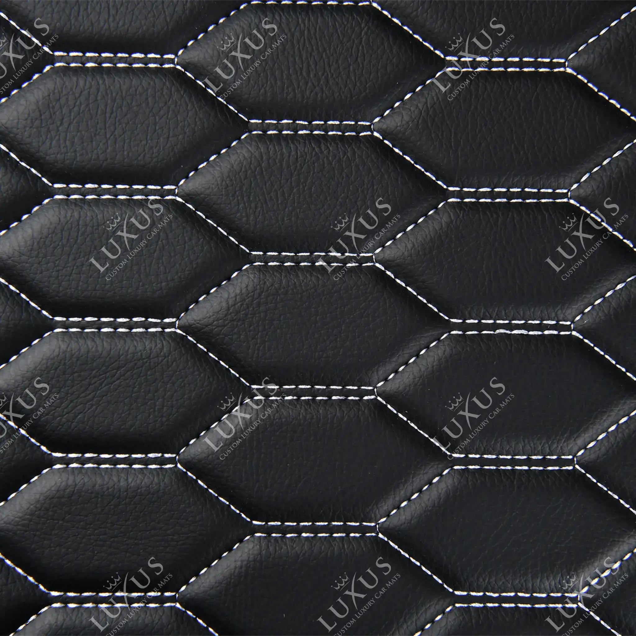 Luxus Honeycomb XtendFit Series Trunk Mat | Black & White Stitching