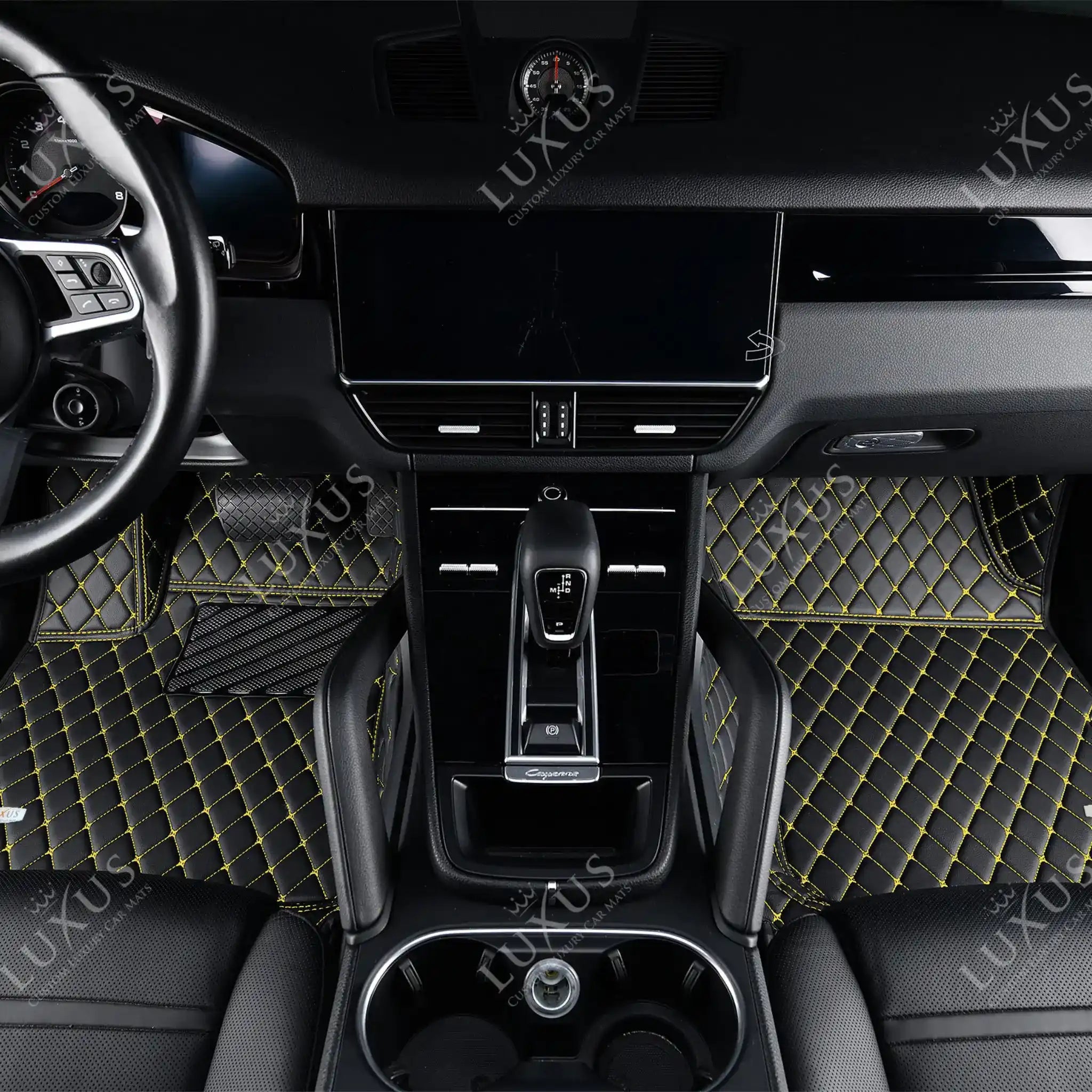 Luxus Car Mats™ – Luxus-Automatten-Set mit schwarzen und gelben Nähten
