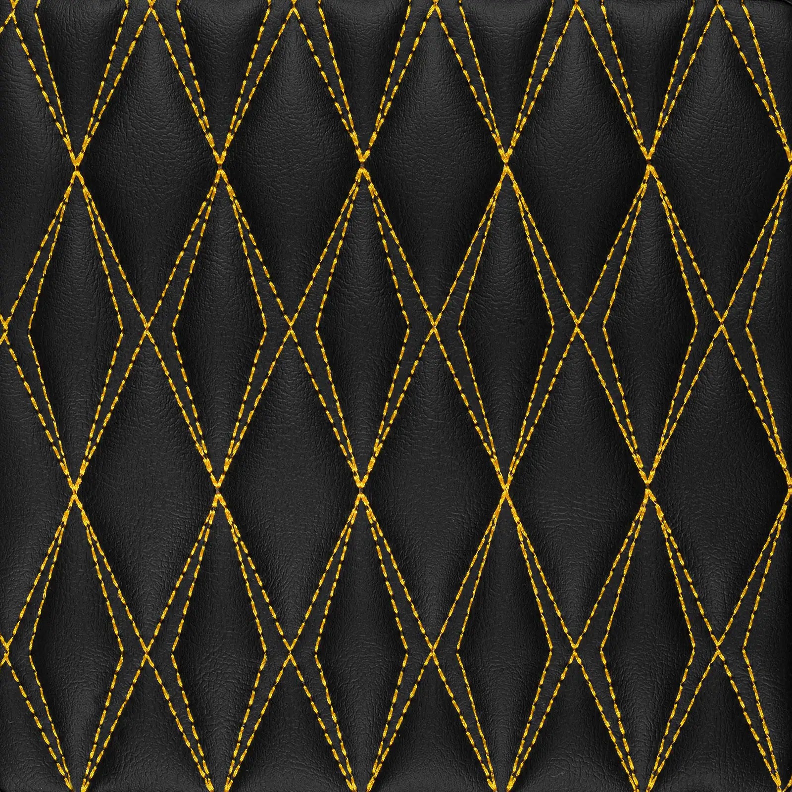 Luxus Twin-Diamond Base Series Trunk Mat | Black & Yellow Stitching