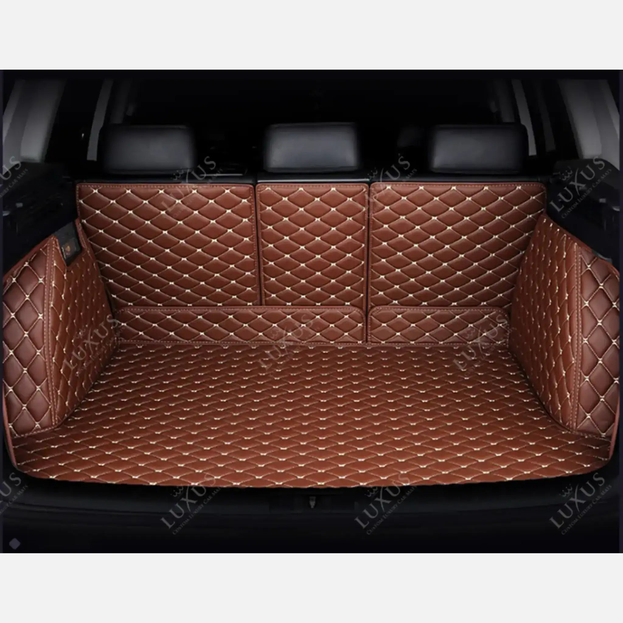 Luxus Car Mats™ – Karamellbraune 3D-Luxus-Leder-Kofferraum-/Kofferraummatte