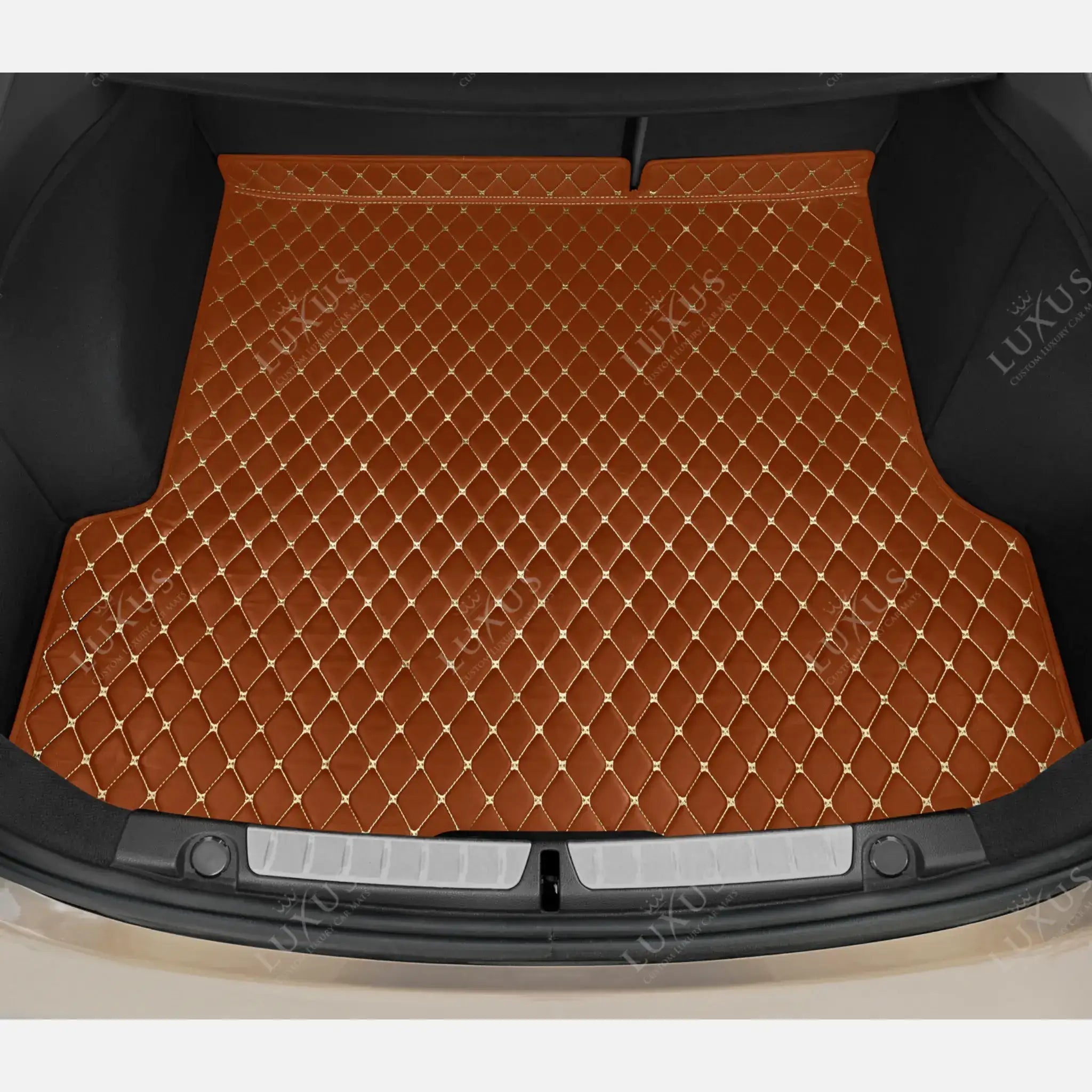 Luxus Car Mats™ - Karamellbrun luksusskinnstøvel/bagasjematte