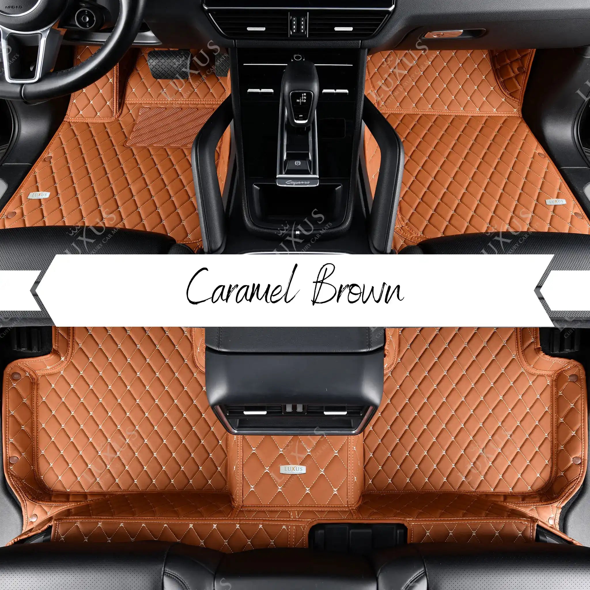 Luxus Car Mats™ - Karamellbrun luksus bilmattesett