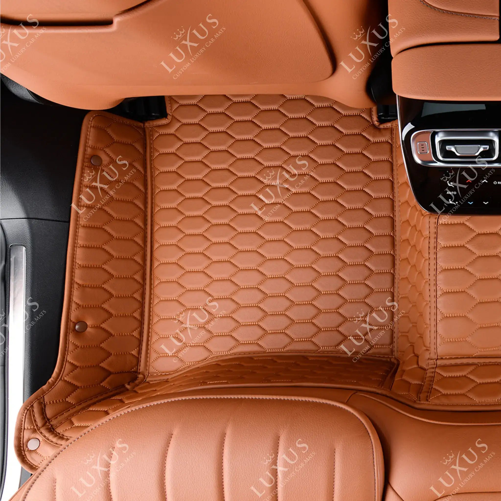 Caramel Brown Honeycomb Luxury Car Mats Set