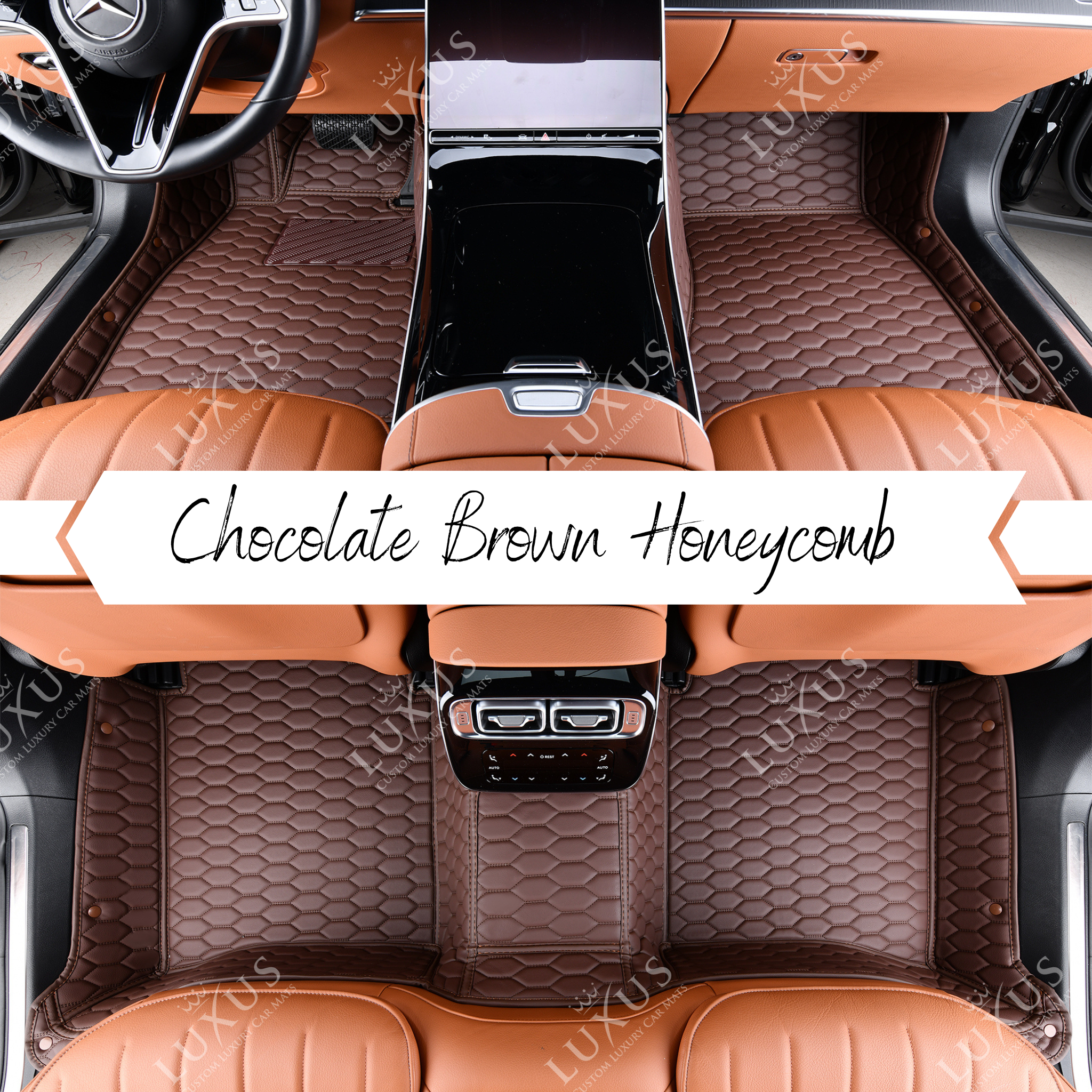 Chocolate Brown Honeycomb Luxury Car Mats Set