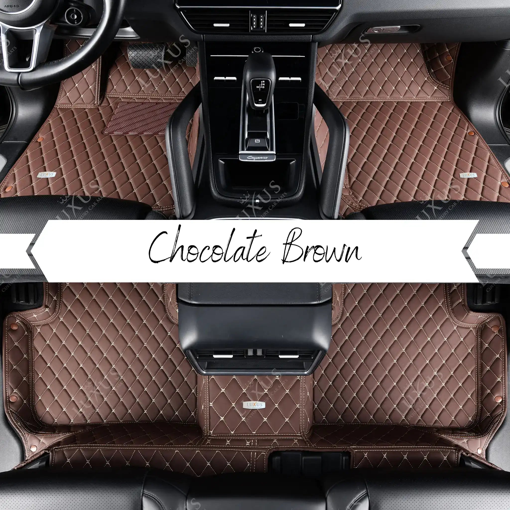 Luxus Car Mats™ - Juego de alfombrillas de lujo en marrón chocolate
