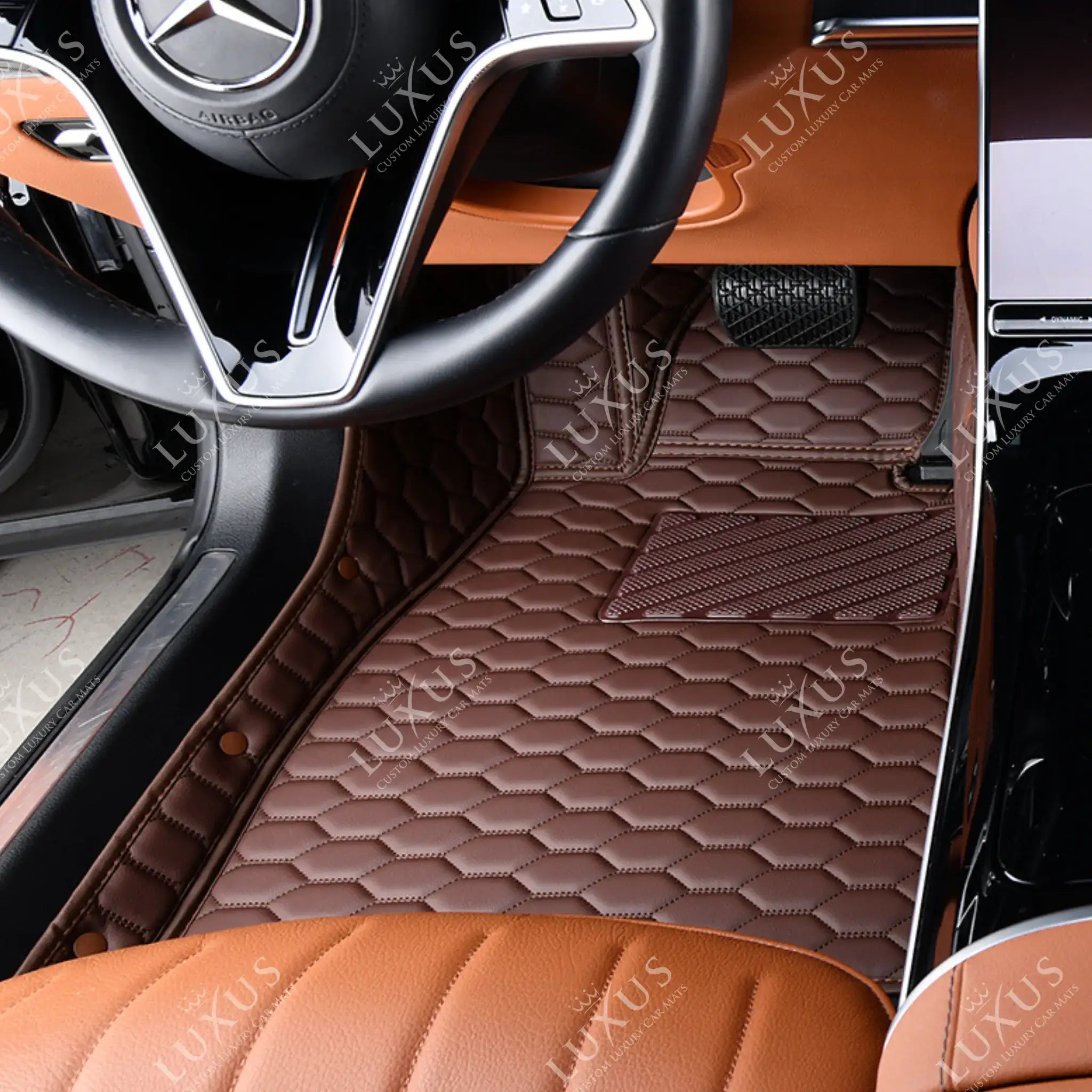 Chocolate Brown Honeycomb Luxury Car Mats Set