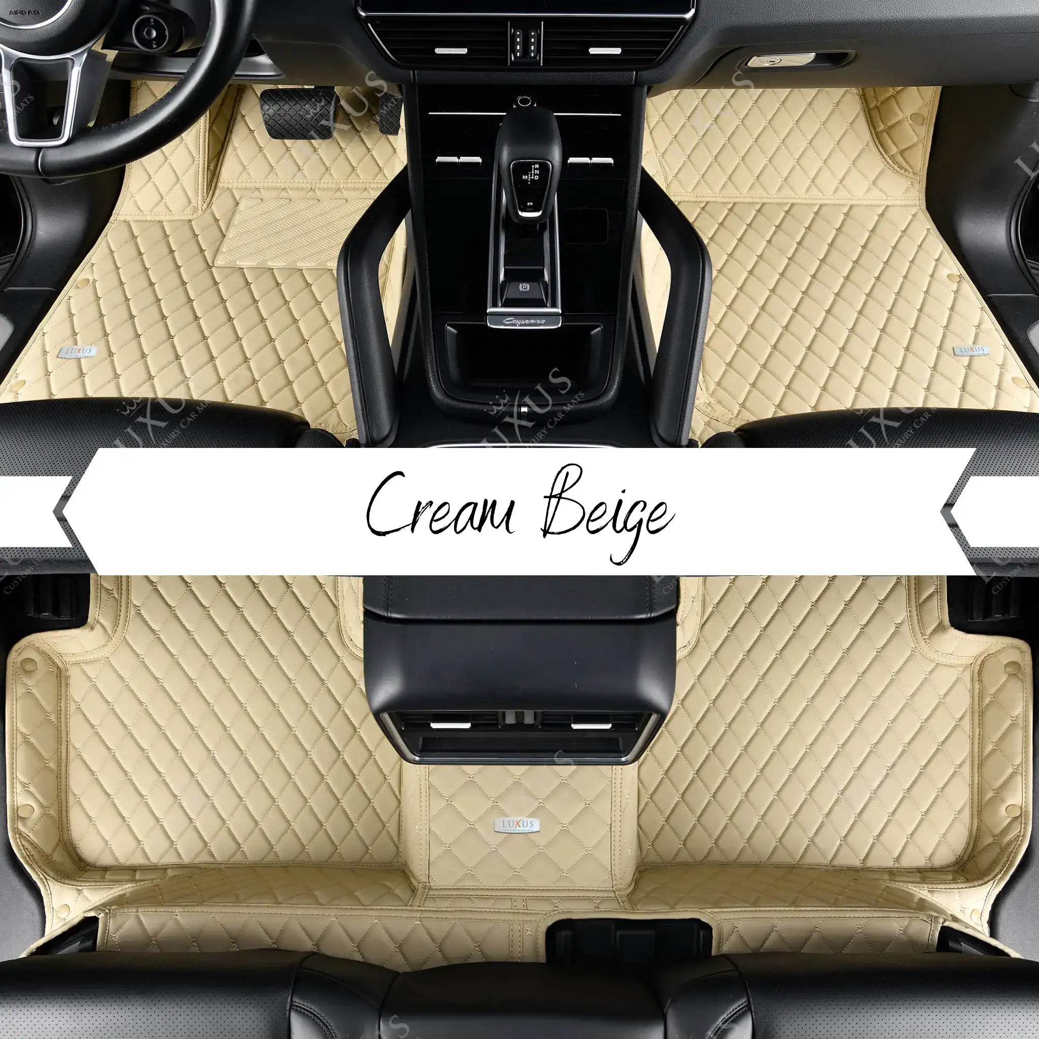 Cream Beige Diamond Luxury Car Mats Set