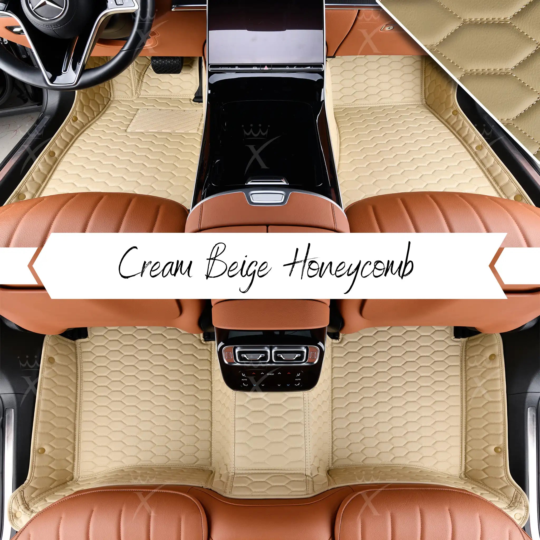 Luxus Premium Honeycomb Custom Car Mats Set | Cream Beige
