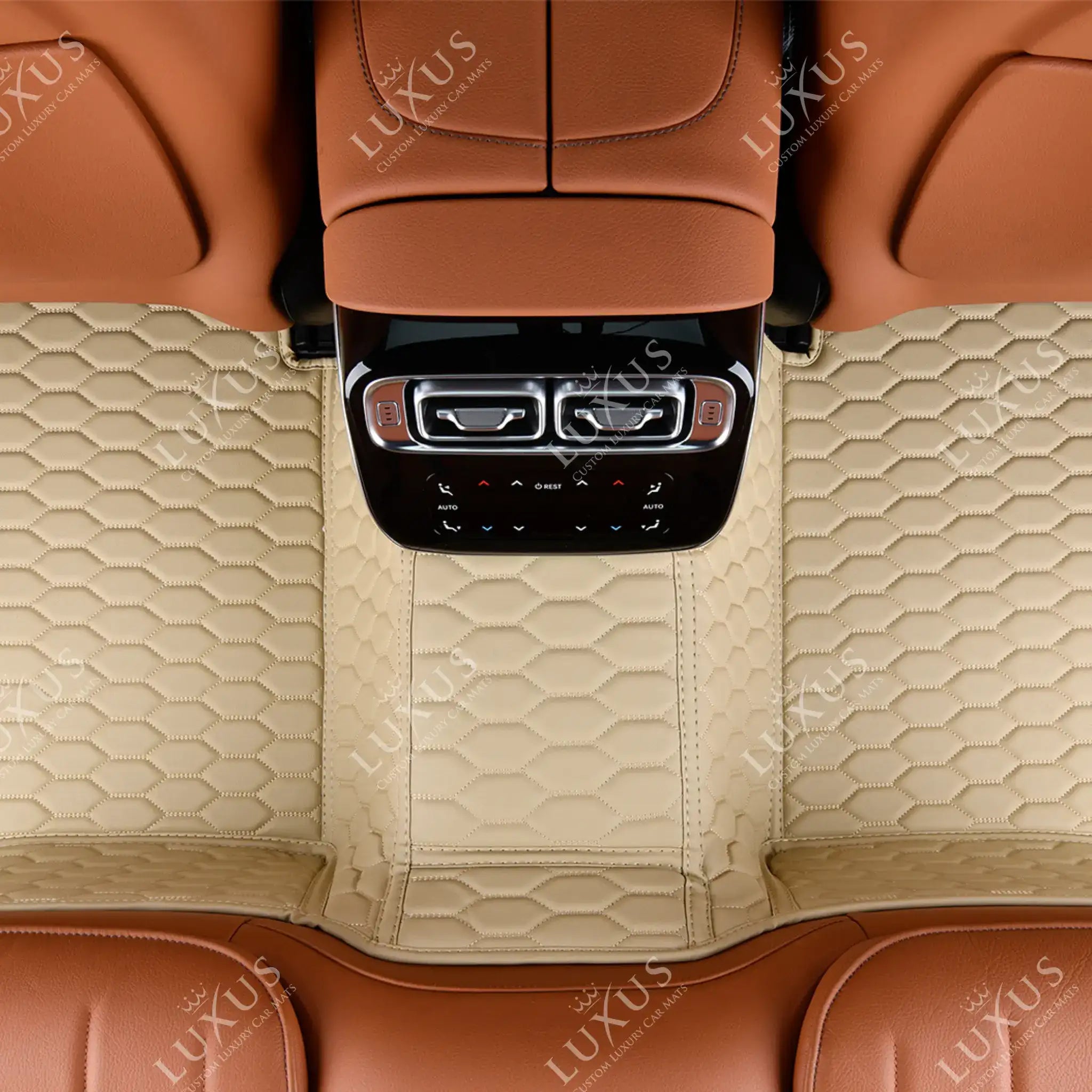 Cream Beige Honeycomb Luxury Car Mats Set