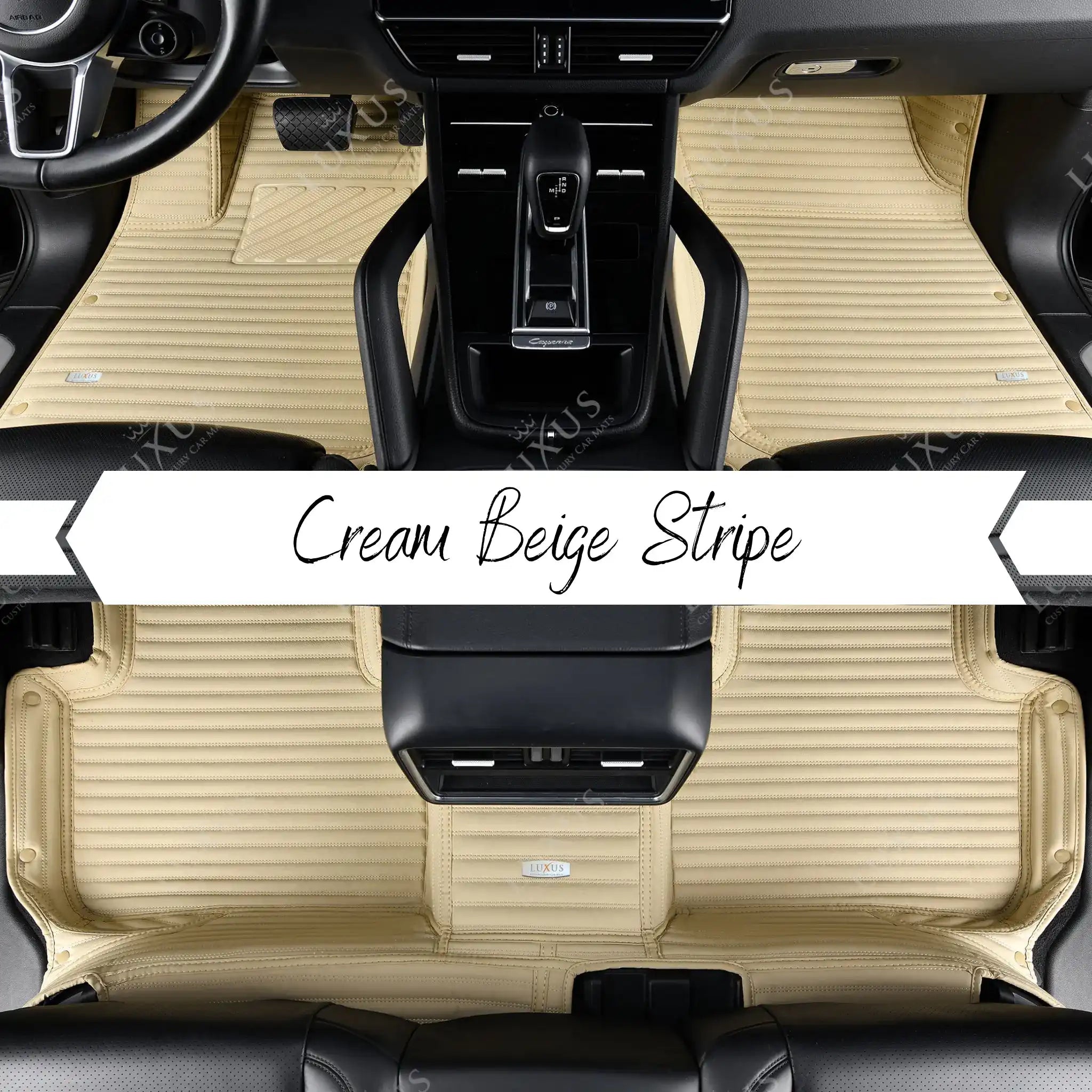Luxus Car Mats™ - Juego de alfombrillas de lujo con rayas beige crema